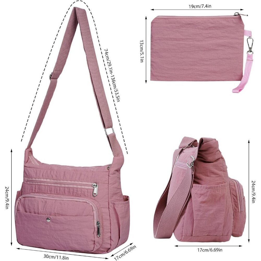Nylon Crossbody Bag Set Waterproof Lightweight Multiple Pockets Daily Travel - Picture 6 of 6